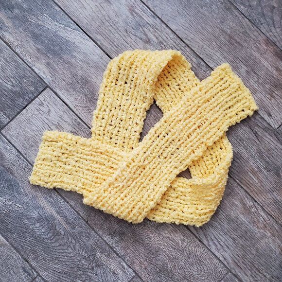 BOGO Scarf Sale - Hand Crafted chunky crochet yellow scarf - Picture 4 of 7